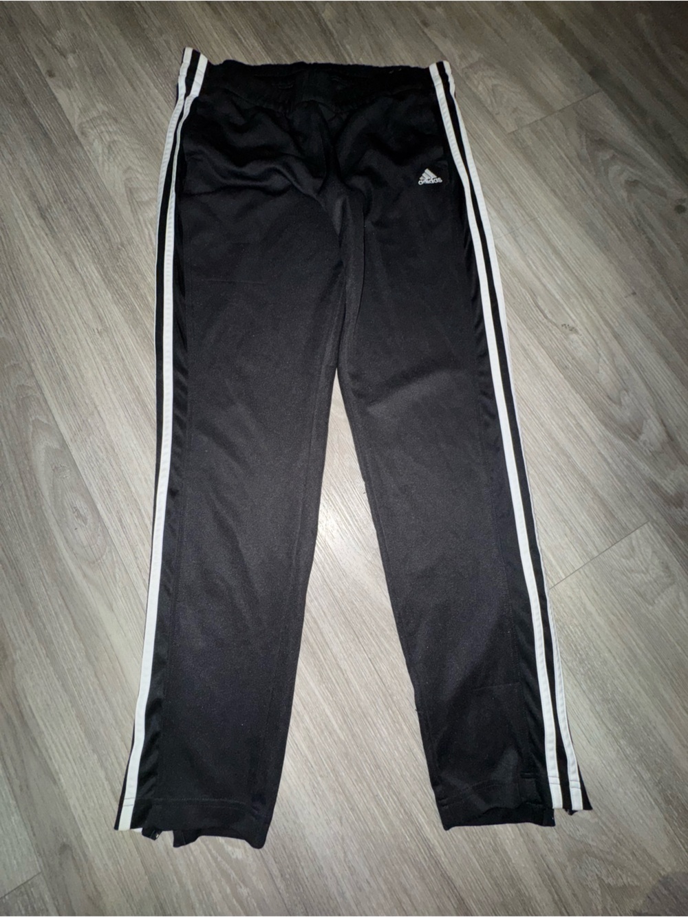 adidas Black Track Pants with White Side Stripes